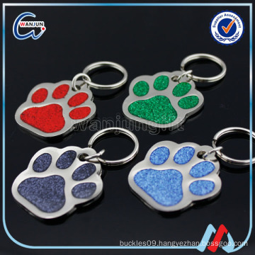 Beautiful metal glitter paw dog tag for PET